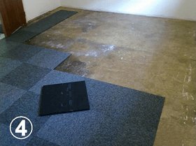 Laying carpet tiles