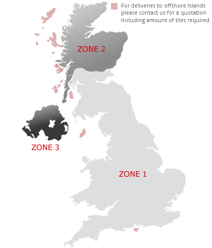 Delivery Zone Map for UK and Northern Ireland